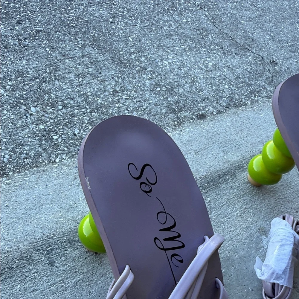 Lace-Up Flat Sandals in Lavender - Picture 5 of 9